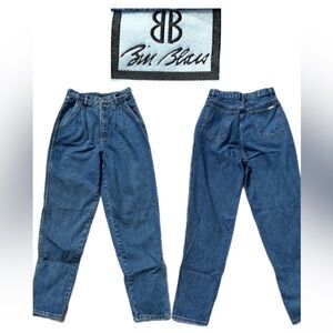 Vintage 80s Mom Jeans BILL BLASS Blue Denim Ultra High Rise Pleated Waist Size 8